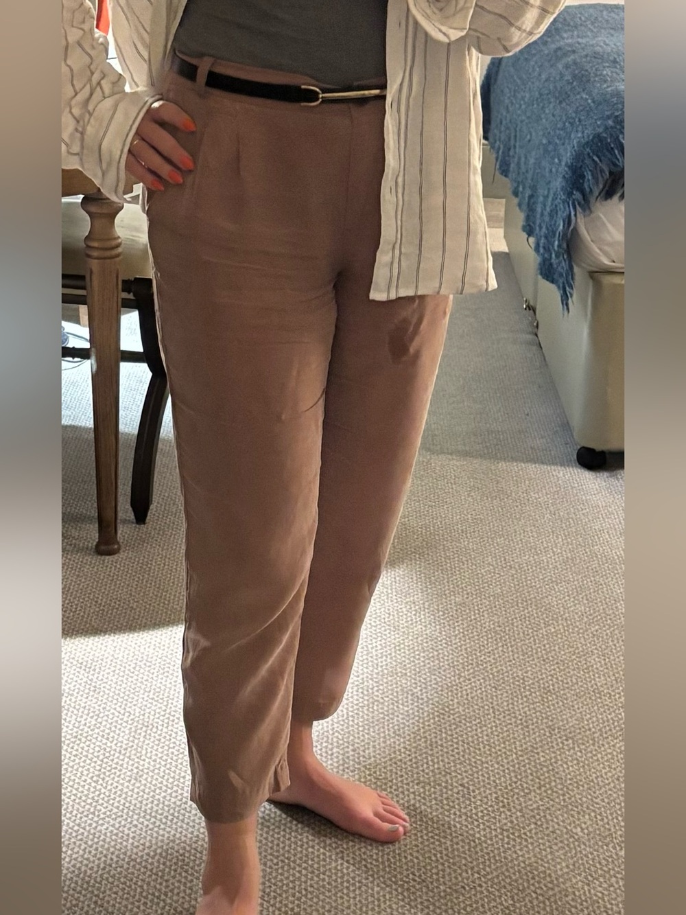 J. Crew Cropped Cupro Pleated Straight-Leg Pants in Taupe City Fit Size 8